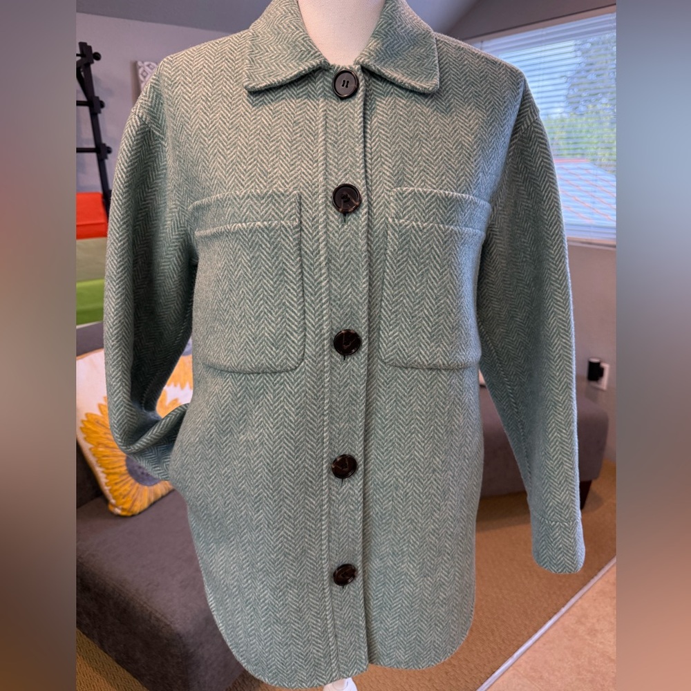 RAILS Connie Shirt Jacket Wool Blend Herringbone Button Front